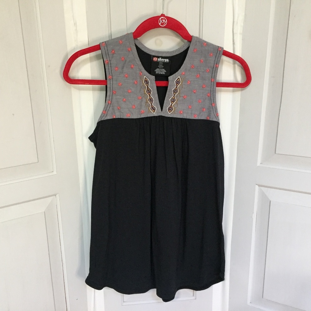 Black and Gray UPF 40 Sleeveless Organic Cotton Blend Tunic Top ~ NWT